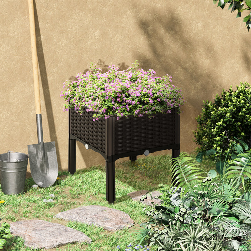 Boîte de jardin surélevée brune avec auto-vidange