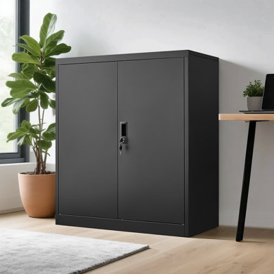 Lockable Metal Storage Cabinet with 2 Adjustable Shelves and Secure Doors by Inbox Zero