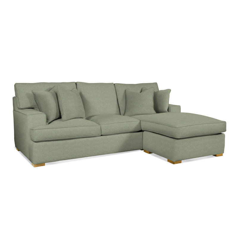 Sadie 97" Wide Reversible Sofa & Chaise with Ottoman, Green Performance Fabric; 0851-54, Mineral