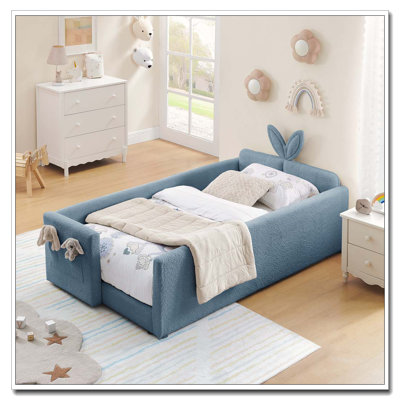 Lit plateforme tapissier simple avec tête de lit mignonne en forme d'oreille de lapin