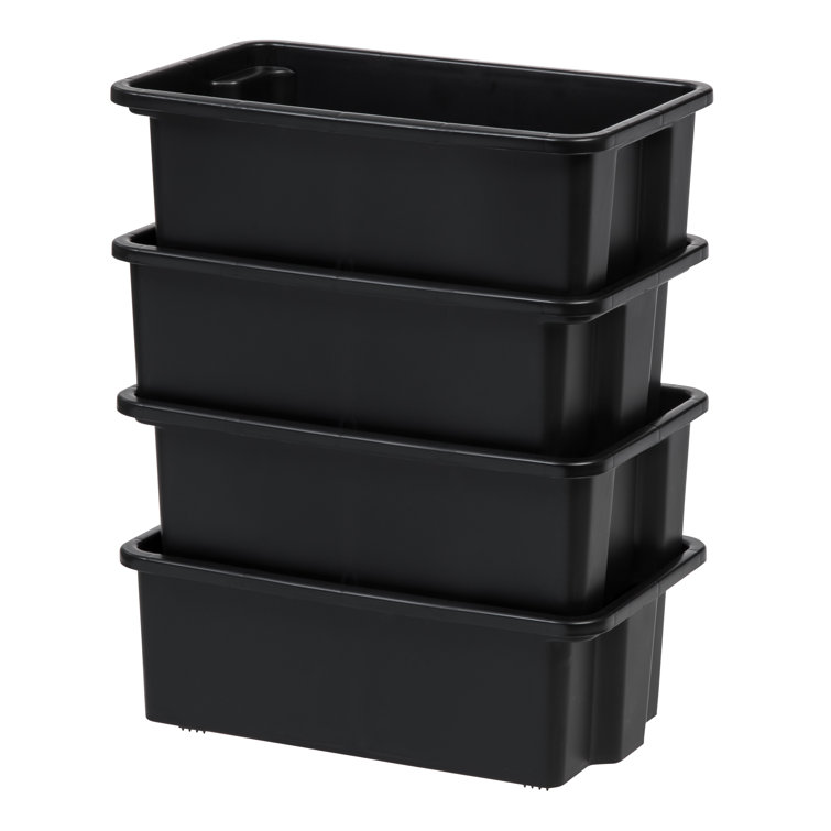 Stacking Tray Storage Plastic Bin (Set of 4) Rebrilliant