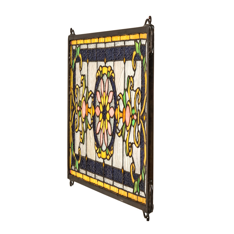 Emma Window Panel, Beige/Amber/Green
