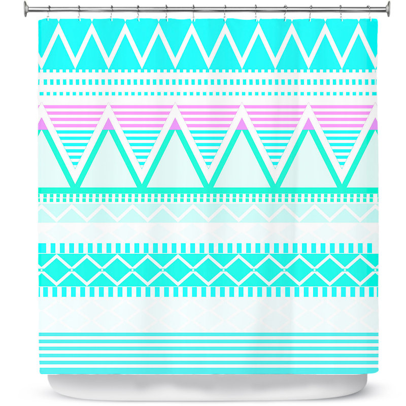 Rideau de douche simple tribal brillante, Bleu / Vert