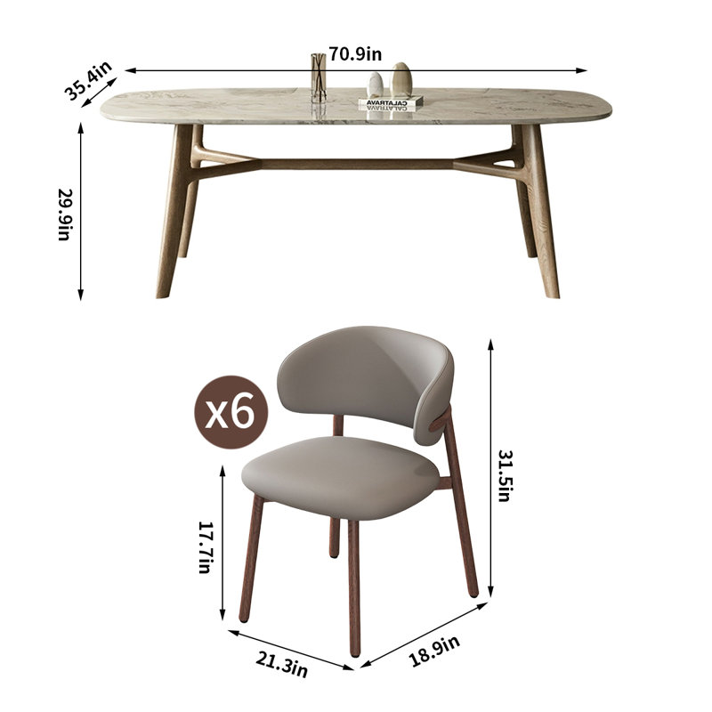 Ensemble de table de salle à manger Elegant, H 29,9 po x L 70,9 po x l 35,4 po