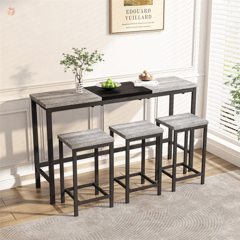 Ensemble de table de salle à manger avec 3 tabourets Modern Design