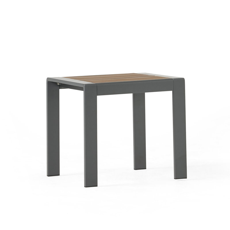 Broadmoor Rectangular Wood Metal Outdoor Side Table , 19.6'' in. W 19.6'' in. D