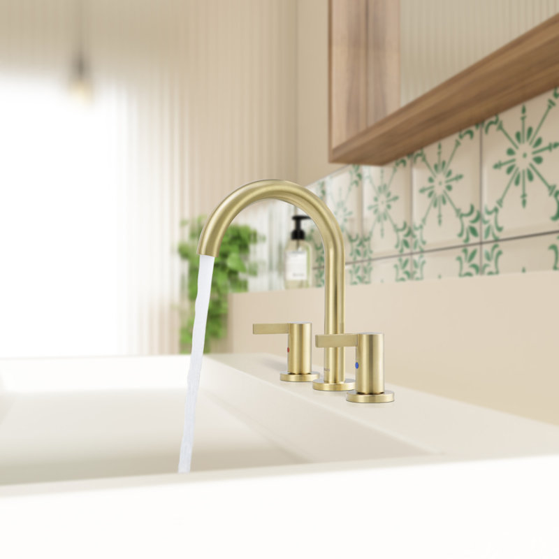 Robinet pour salle de bain à 2 poignées, Or brossé