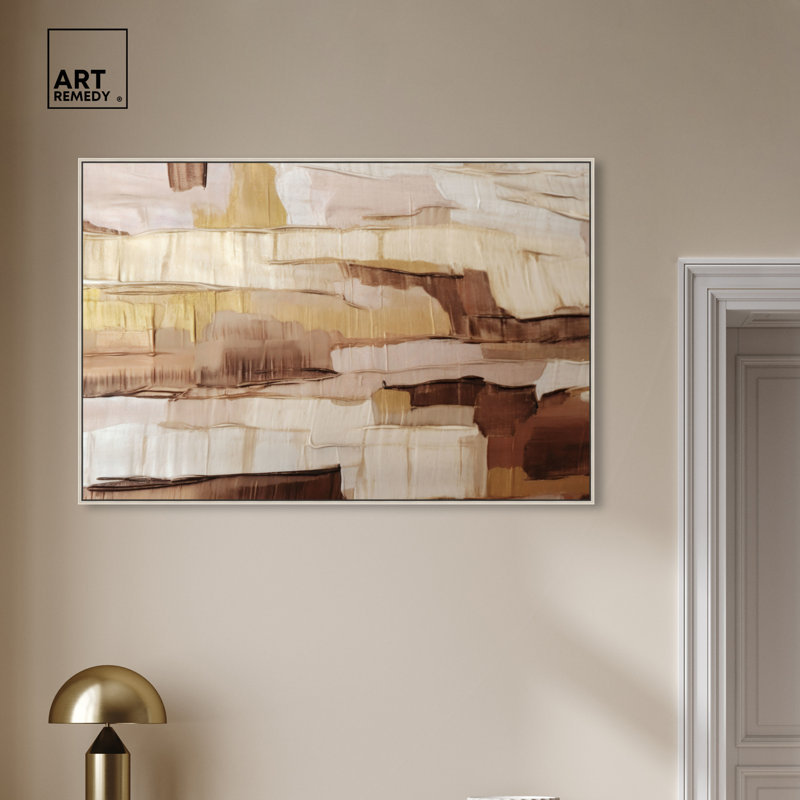 Art mural abstrait Afrique Boho par Art Remedy, Cadre argenté, H 17 po x l 25 po