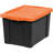 20 Gallon Lockable Storage Bins With Lids, 2 Pack - , Heavy Duty, Stackable Containers, Garage Organizing Bins Moving Tubs, Rugged Sturdy Equipment Utility Box - Black/Orange