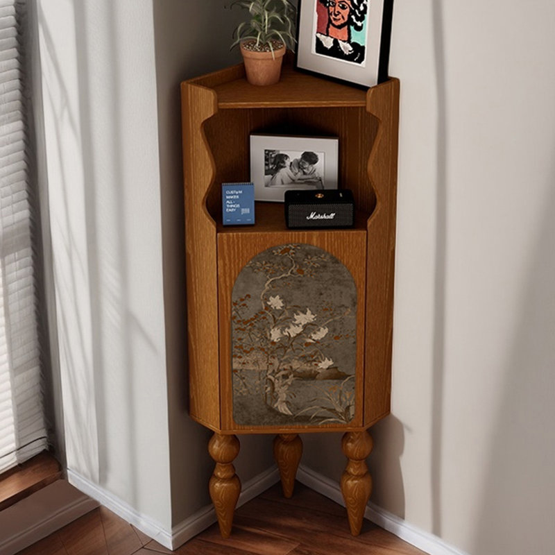 Multi-functional modern wooden corner bookcase, Brown