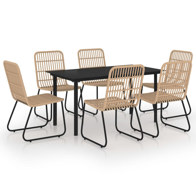Eckhoff Rectangular 6 - Person Dining Set, Black, 59.06" L x 31.5" W x 29.13" H