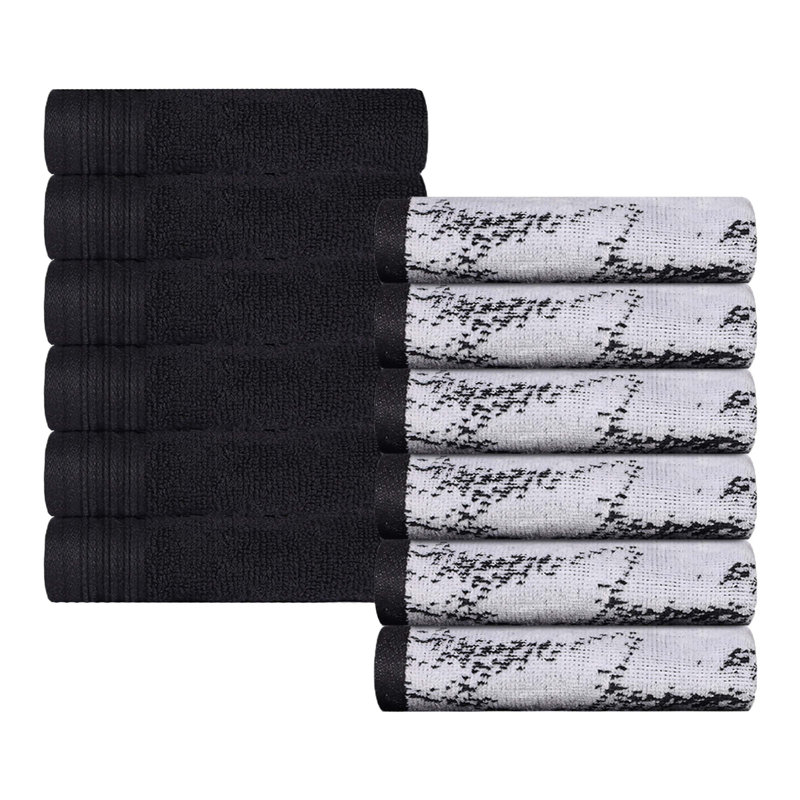 Serviettes de table massives en marbre 100% coton 500 g / m² à séchage rapide Kreager 500 g / m², Noir, noir, noir, noir
