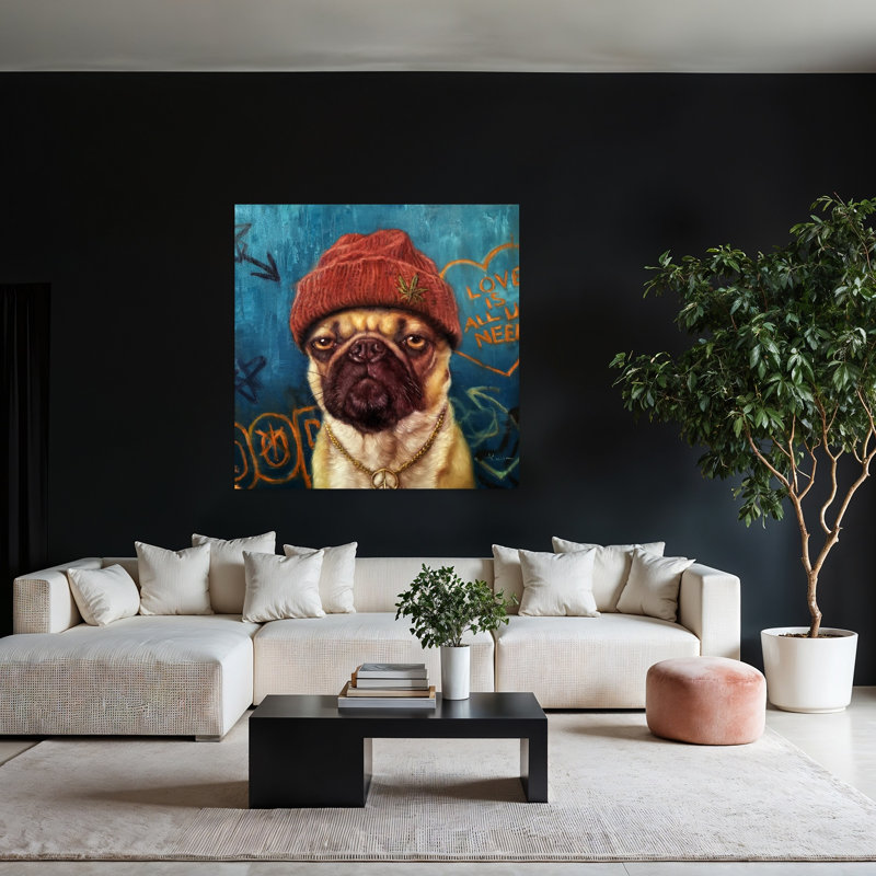 Insomnie, art urbain contemporain pour chien, H 48 po x l 48 po