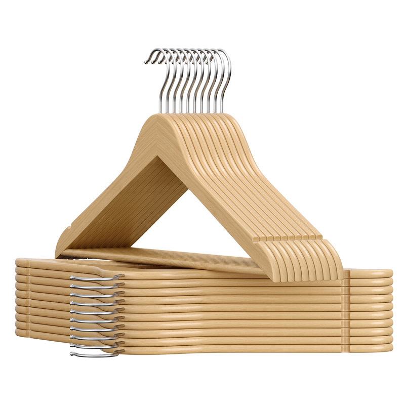 Solid Wood Standard Hanger for Suit/Coat, Natural Beige