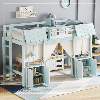 Bed With Built-In Bookshelf, Curtain, And Storage Shelf Amusement Park-Inspired by Ophelia & Co.
