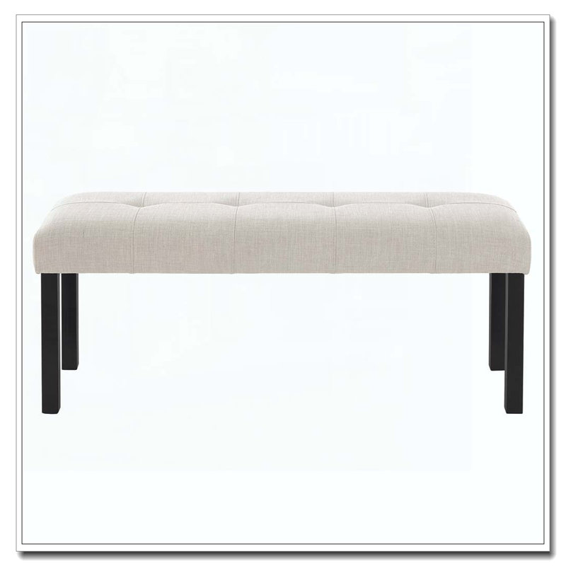 Modern Tufted Linen Dining Bench, Beige