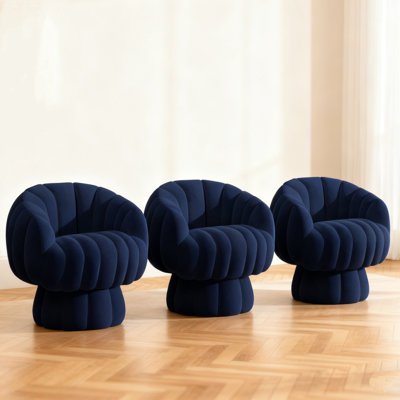 Upholstered Swivel Accent Chair Barrel Chair With Pillow(Set of 3)