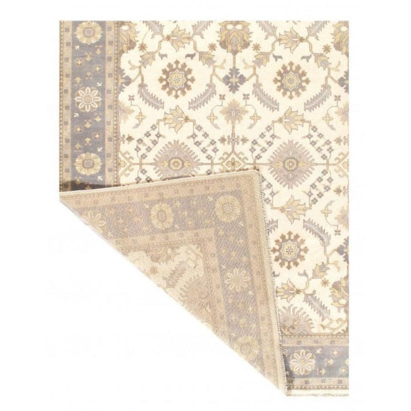Tapis oriental ivoire / bleu en coton / laine Wilferd