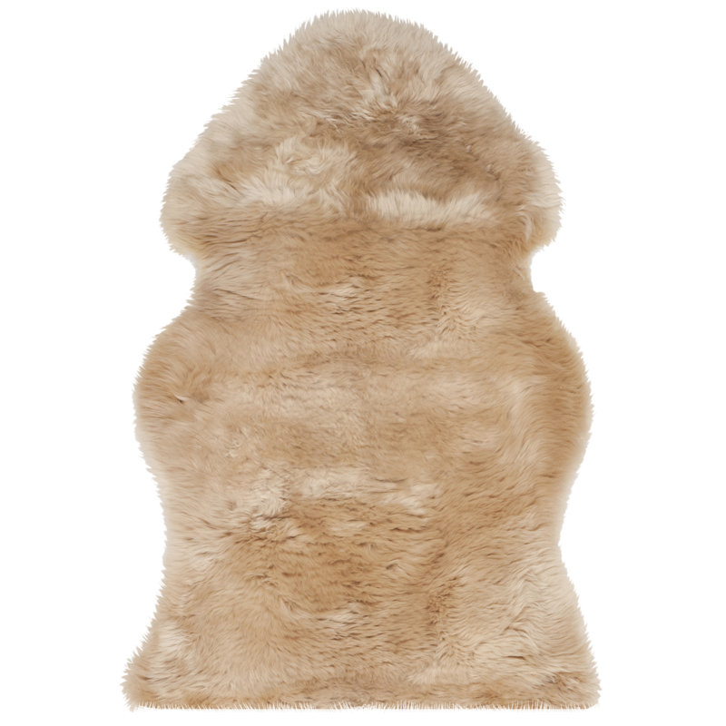 Solid Colour Sheepskin Area Rug, Rectangle 109 x 180 cm