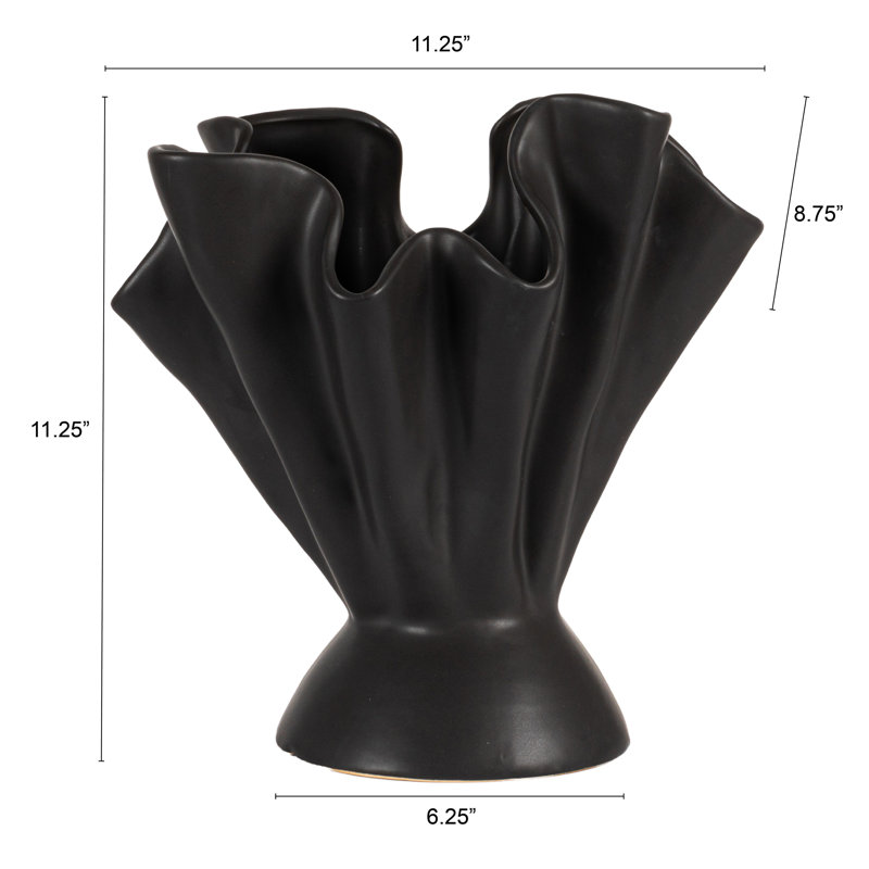 Hopewell Handmade Stoneware Table Vase, Matte Black