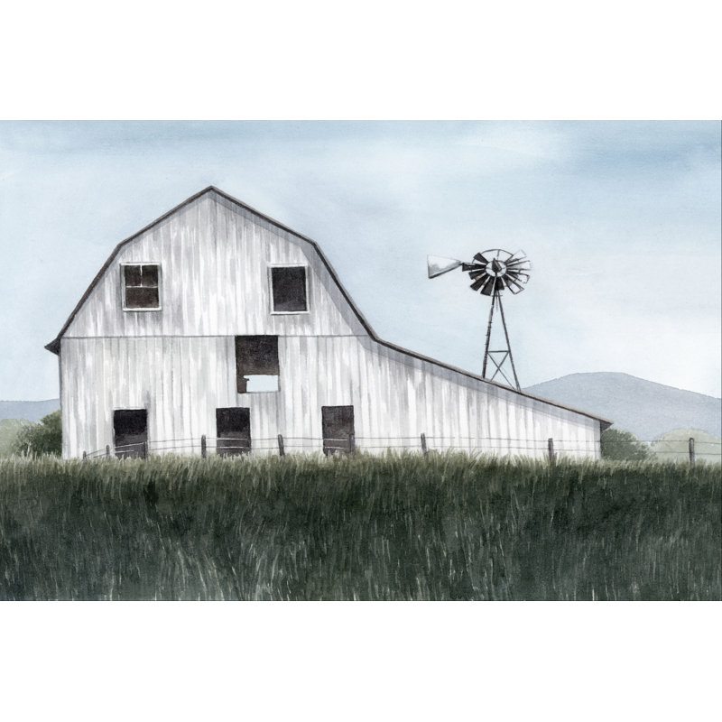 Bygone Barn I by Grace Popp - Painting, 20 cm H x 30 cm W, Black Floater Framed