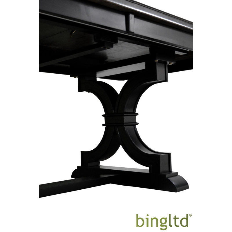 Black Solid Parawood Extendable Dining Table with Cross Legs