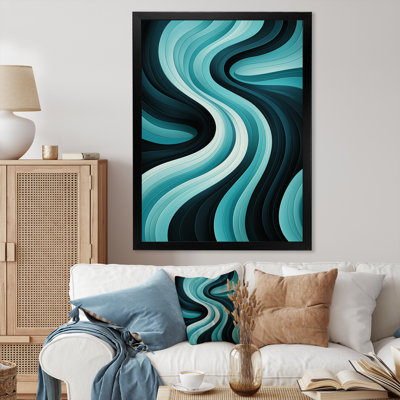«Turquoise Black Opt Art In - Op Art», art mural sur toile