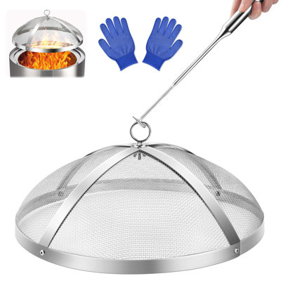 3 lb. Silver 18.8 in. x 18.8 in. Fire Pit Lid Fire Pit Accessory