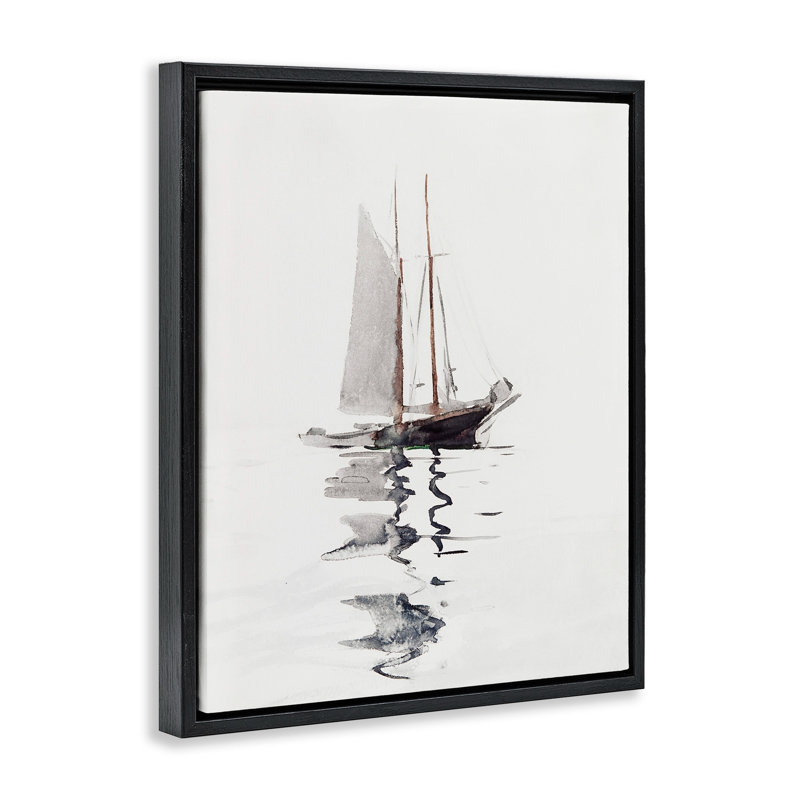 Voilier flottant tranquille, Cadre flottant noir de jais, H 21 po x l 17 po
