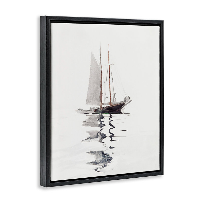 Voilier flottant tranquille, Cadre flottant noir de jais, H 31 po x l 25 po