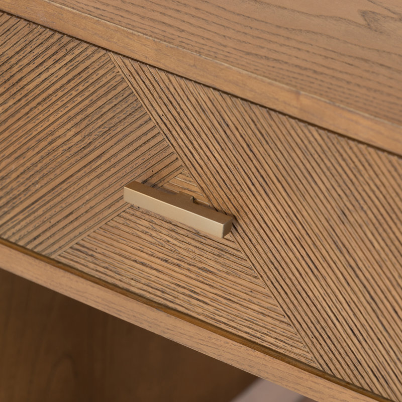 Caspian Nightstand-Black Ash Veneer, Natural Ash