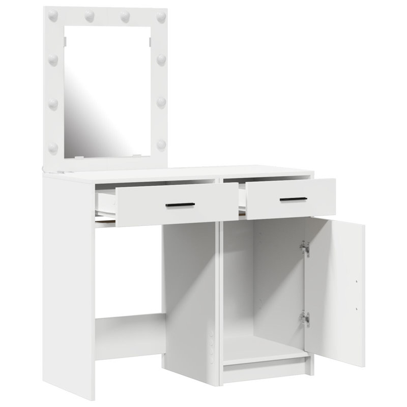Dressing Table with Mirror, White