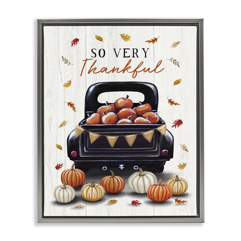 Cadre flottant Autumnal So Very Thankful, design par Elizabeth Tyndall, H 21 po x l 17 po, Cadre flottant gris lustré