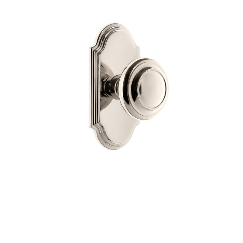 Grandeur Arc Plate Passage with Circulaire Door Knob, 2 3/8", Polished Nickel