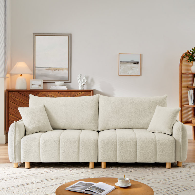 Abner 90.1" Full Size Convertible Tufted Sleeper Sofa With Storage For Living Room, Beige