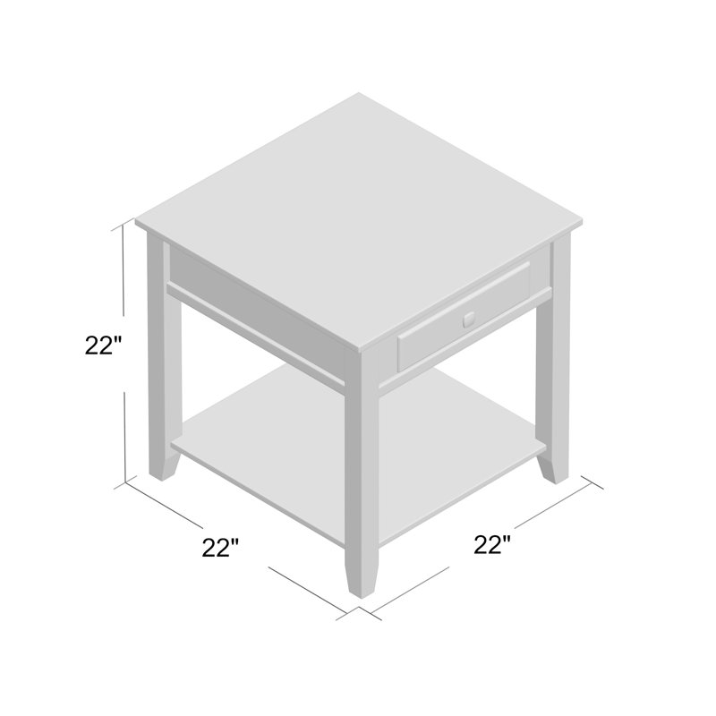 Pullman Contemporary 22" Square 1-Drawer End Table with Storage in Black