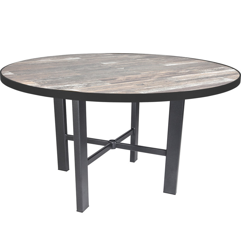 Tables Outdoor Round Bar Table, Carbon Black, Summit Gray, 42.5 H" W x 42" W x 42" D