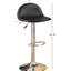 Tabouret contemporain en métal noir avec assise rembourrée et base réglable en similicuir