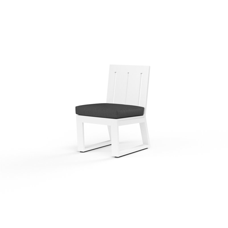 Newport Outdoor Dining Side Chair, Spectrum Carbon Sunbrella® Plainweave