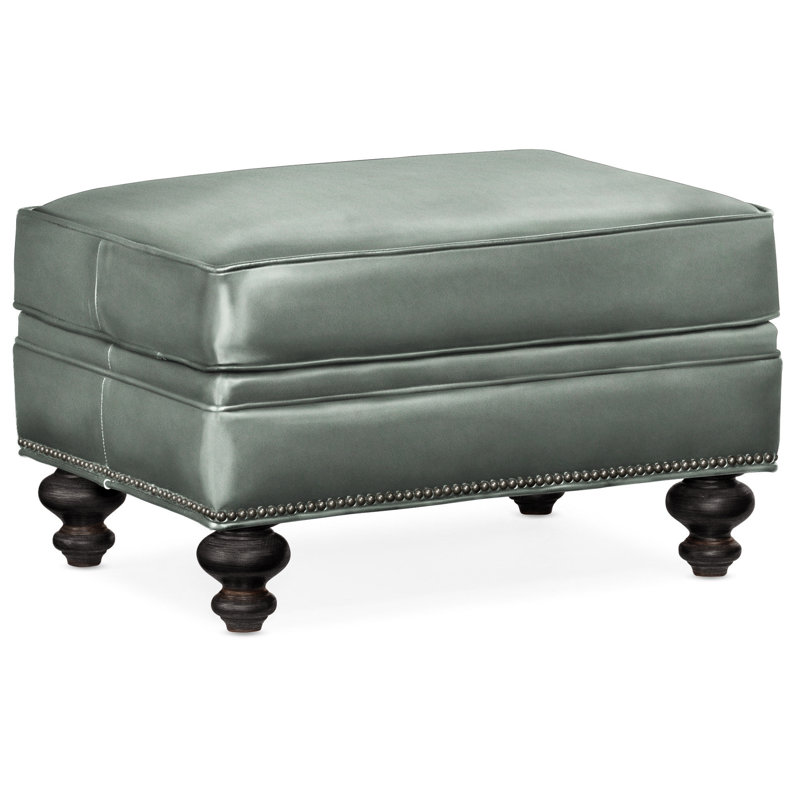 West Ottoman, Gunmetal, Plantation, Aline Light Gray Stonewash Genuine Leather