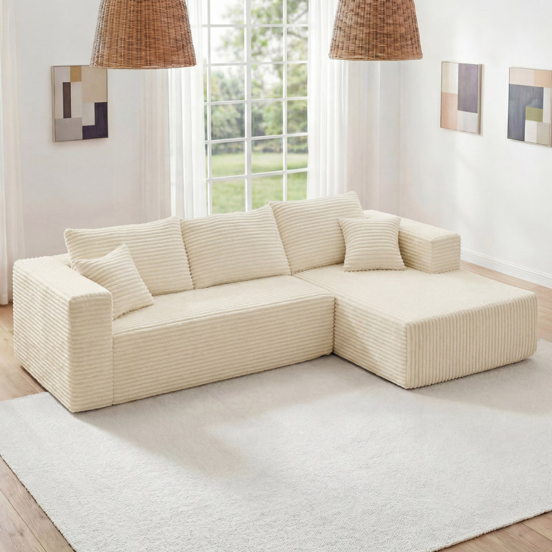 Canapé modulaire à compression de 108,66 po Kapellen, Beige, Orienté à droite