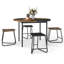 Ensemble de salle à manger 5 pièces pour 4 tables de cuisine rondes de 47 po et 4 tabourets avec plateau en bois
