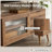 71" Modern TV Stand for 75"+ TVs, 2 Glass Sliding Doors, 2 Drawers, Cable Holes, Walnut Finish, Mid-Century Style