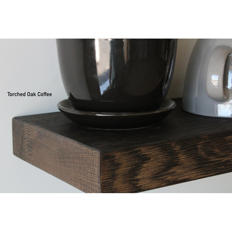 Tablettes flottantes modernes en bois franc Loon Peak® | Ensemble de 2 | Chêne | Finition au flambeau…