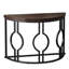Console demi-lune pour le hall d'entrée, canapé industriel semi-circulaire de 43 pouces avec base géométrique, table d'appoint en bois pour le salon, le couloir, le vestibule, l'entrée, brun rustique