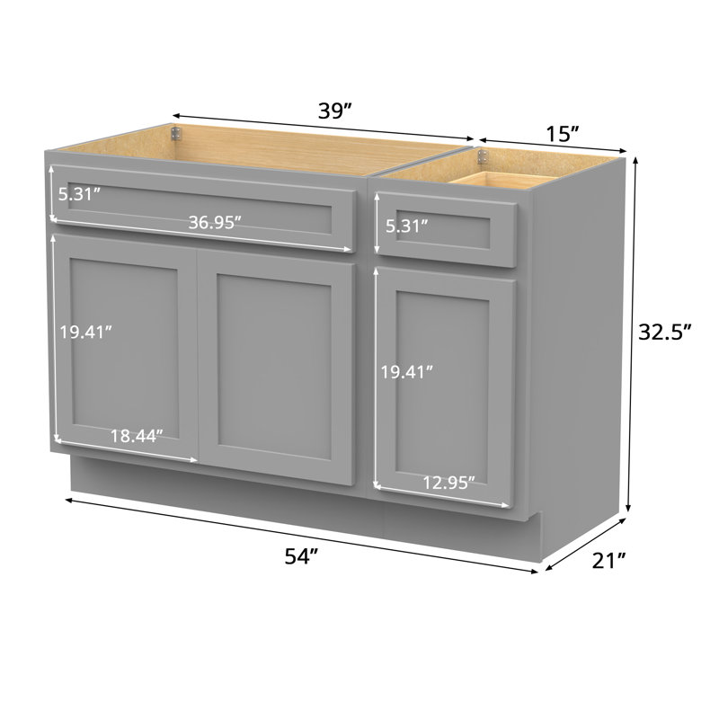 Base de meuble-lavabo simple 54 po, Gris