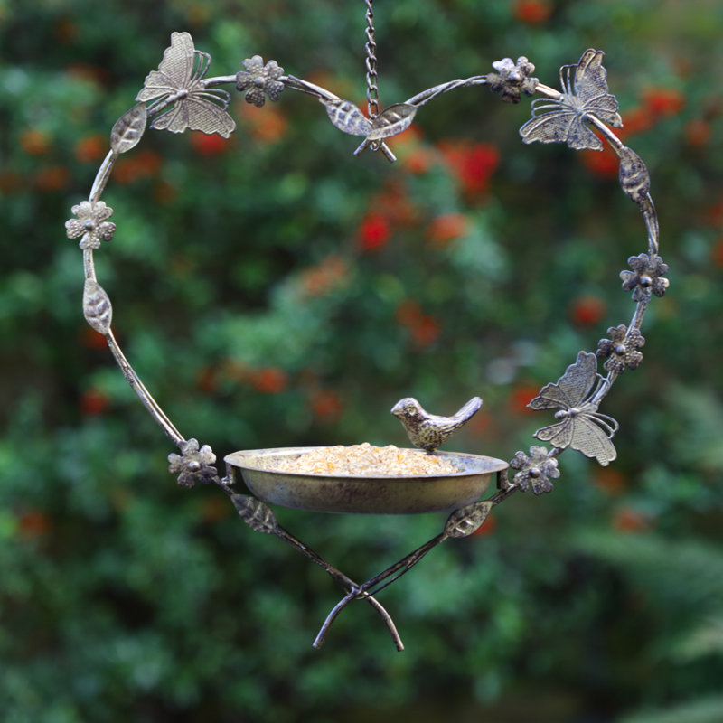 Amonette Metal Hanging Tray Bird Feeder