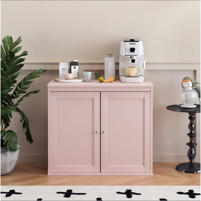 Armoire de cuisine avec portes doubles, armoire à café avec tablettes réglables, buffet pour la salle à manger, le salon ou le vestibule, rose