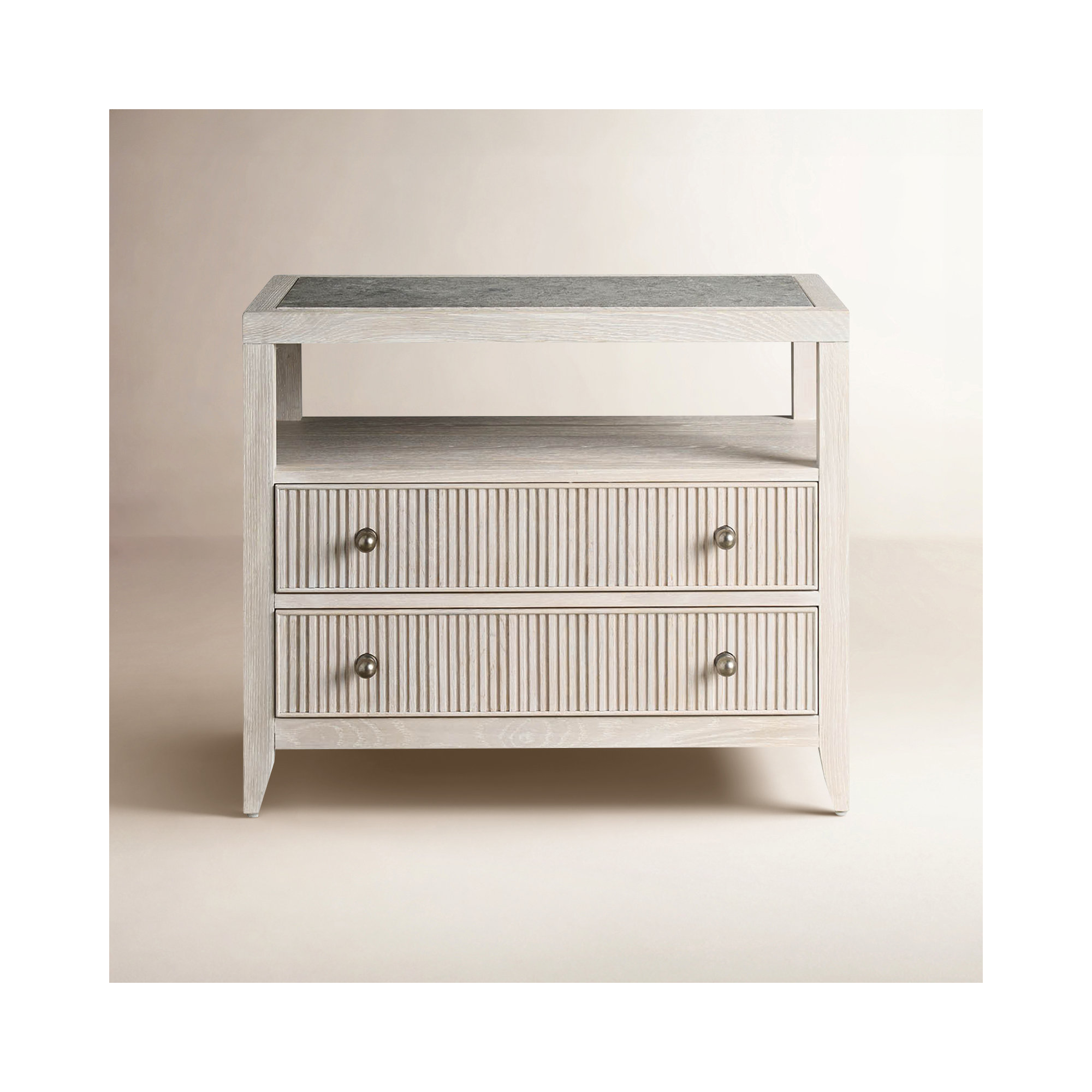 Caterina 2-Drawer Nightstand, White Oak