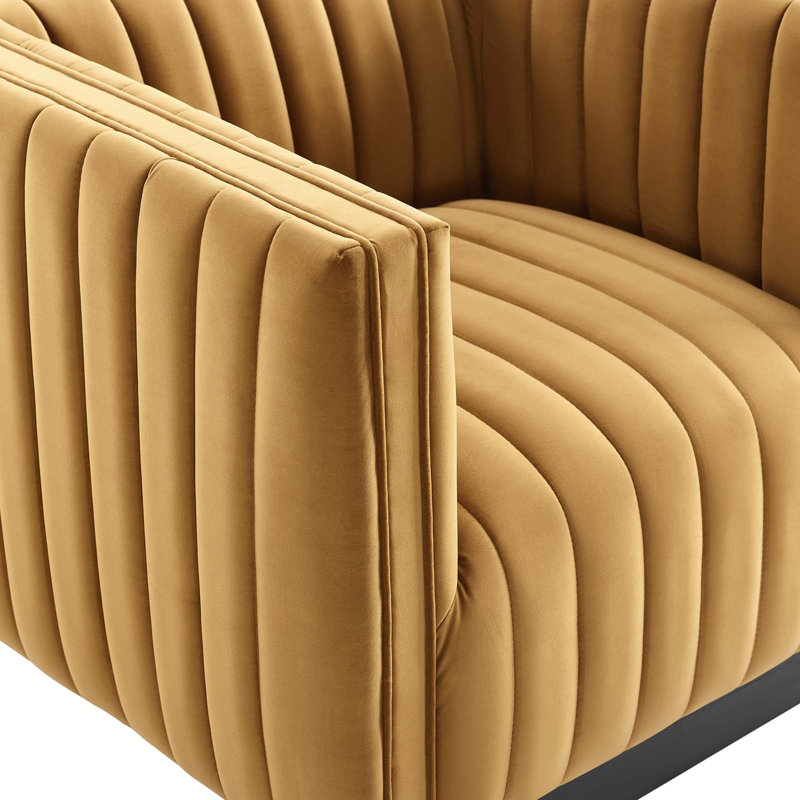 Modway Conjure Channel Tufted Performance Velvet Accent Armchair, Cognac